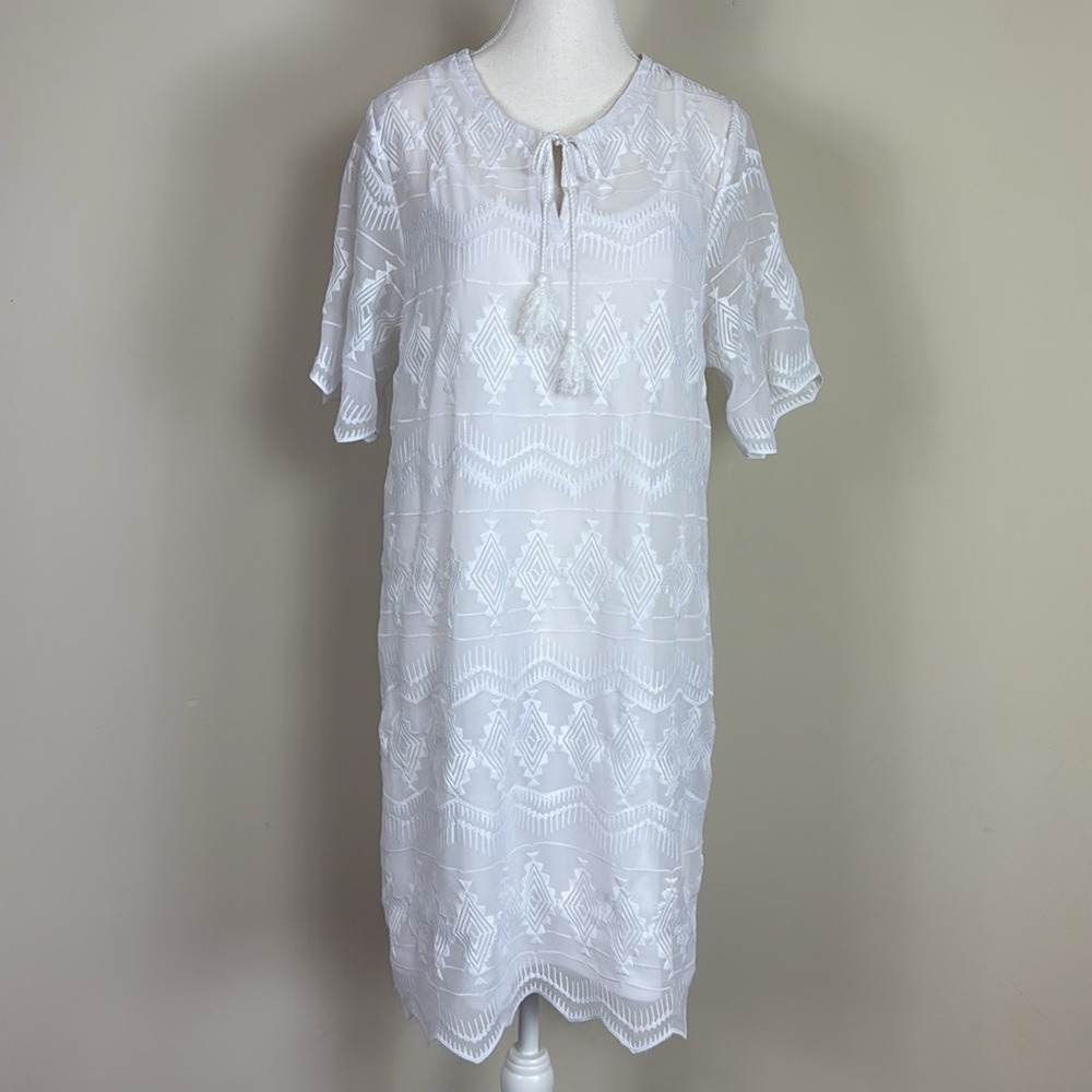 ARIAT Western Embroidered Double Layer Undress White Size Medium